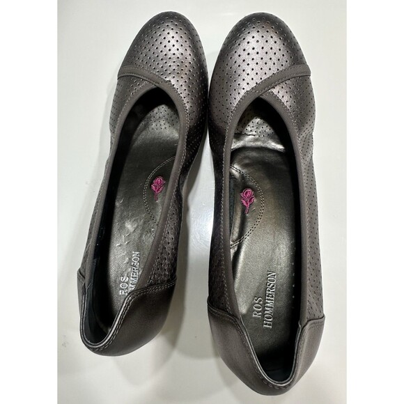 Ros Hommerson Evelyn Pewter Leather Comfort Wedge SlipOn Shoes Womens Size 8.5SS - Picture 1 of 7